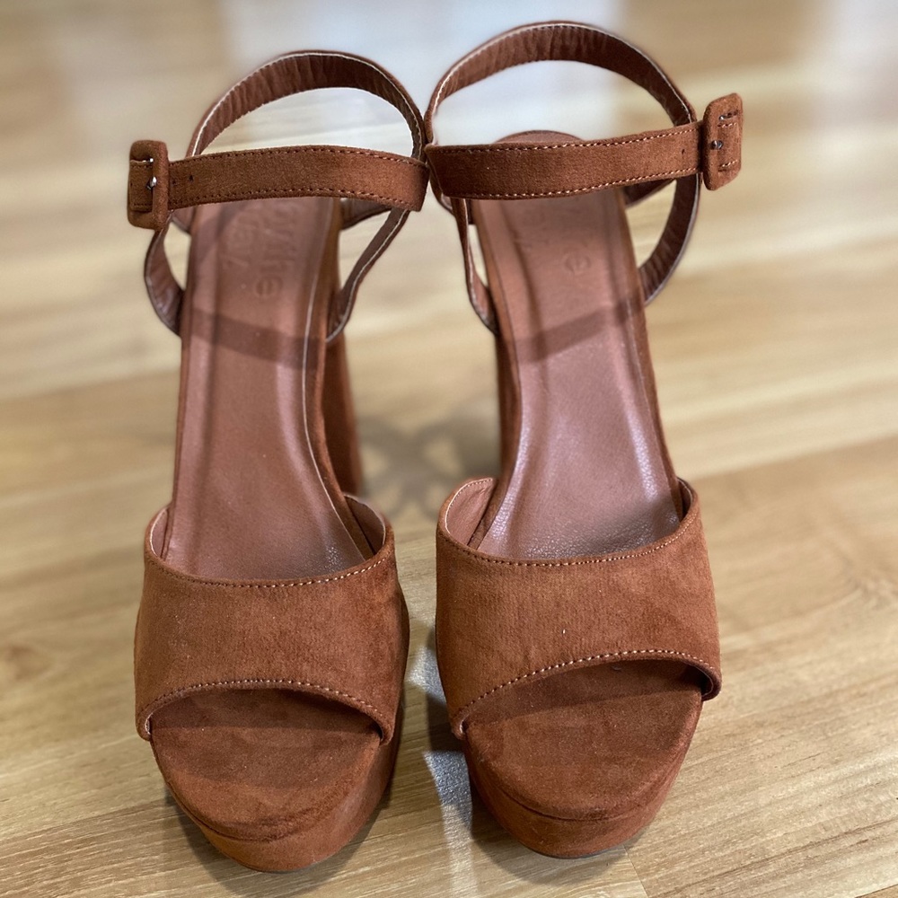 Rust Colored Suede Platform Sandals - image 2